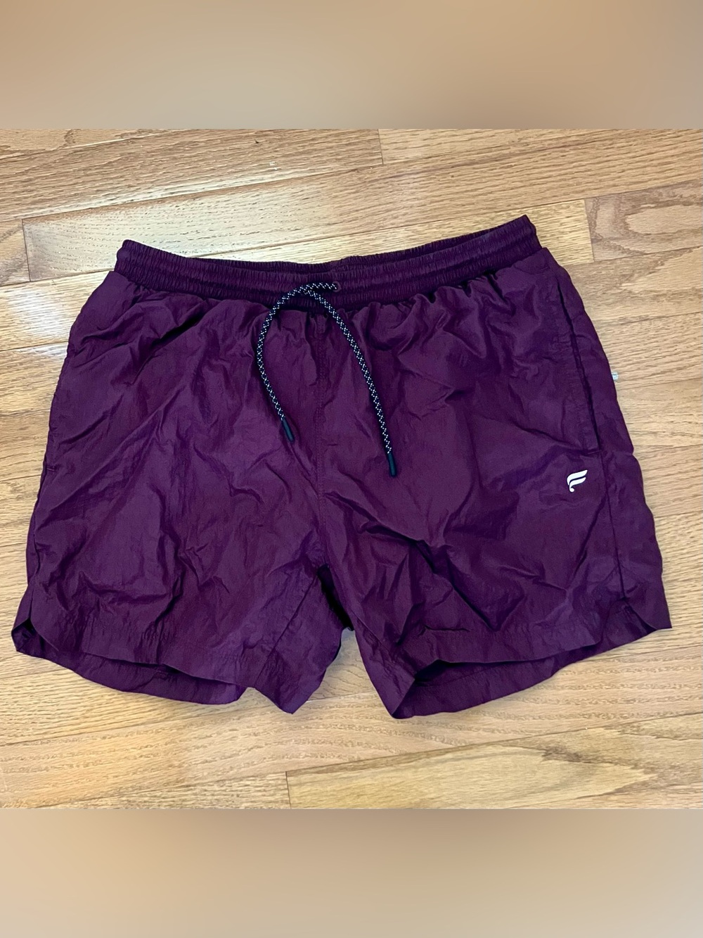 Fabletics Men's crinkle nylon Swim Trunks in Burgundy